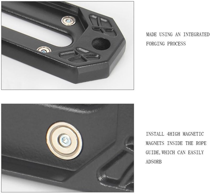 Keazet 40CR Steel Hawse Fairlead with Magnetic Mount & Tow Hook - 20,000LBS Capacity, 10" (254mm) Forged Winch Fairlead for Off-Road Recovery, Anti-Tilt Design Fits SUV/Truck/ATV (Black) - Image 4